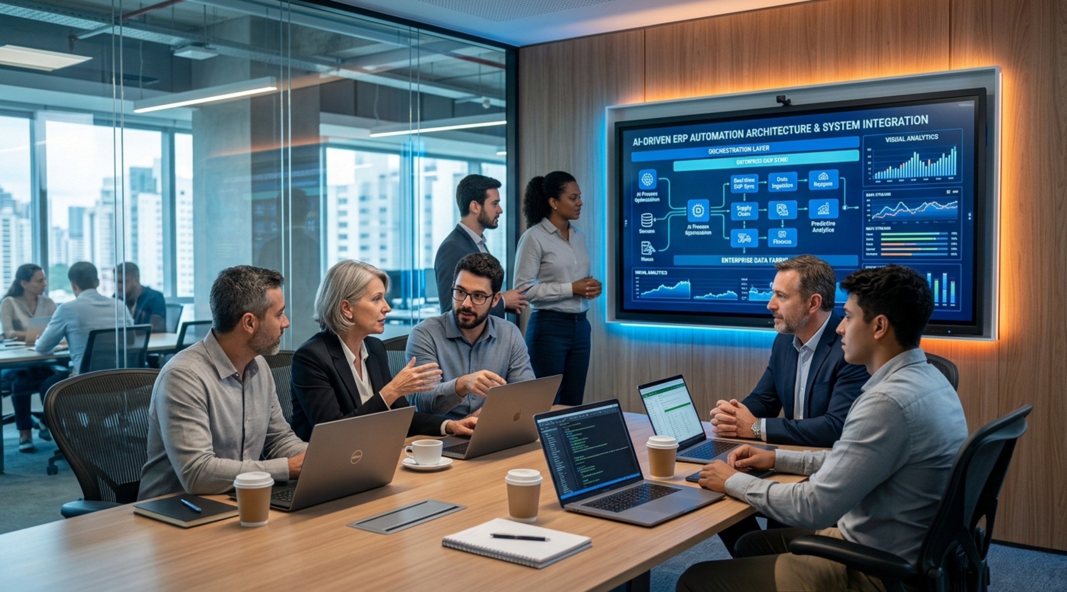 Hiperautomação conectando Inteligência Artificial aos sistemas ERP corporativos